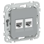FLITE Розетка 2-местная компьютерная RJ45 категория 5Е UTP РК5е-2-0-ФлС серый IEK