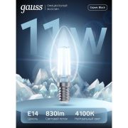 Лампа светодиодная филаментная LED 11 Вт 830 лм 4100К свеча нейтральный E14 AC 220В прозрачная колба Black Filament