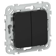 FLITE Выключатель 2-клавишный кнопочный 10А ВС12-2-0-ФлЧ черный IEK