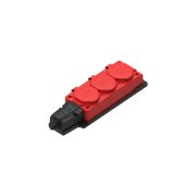 MultiSet Колодка 3х розетка 2К+З каучуковая 16А/250В IP44 Красная