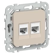 FLITE Розетка 2-местная компьютерная RJ45 категория 5Е UTP РК5е-2-0-ФлЛ льняной IEK