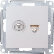 Розетка ATLASDESIGN двойная компьютерная+ТВ RJ45+TV категория 5E механизм жемчуг