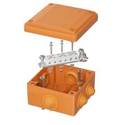 Коробка пластиковая FS с кабельными вводами и     клеммниками IP55 100х100х50мм 6р 450V 6A 4мм кв.