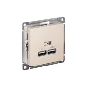 Розетка ATLASDESIGN USB 5В 1 порт x 2,1 А 2 порта х 1,05 А механизм бежевый