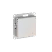 ATLASDESIGN РОЗЕТКА с заземл. со шторк. с крышкой, 16А, IP20,мех., быстрозажимные клеммы, ЖЕМЧУГ
