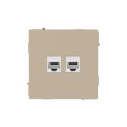 Компьютерная розетка RJ-45 без шторки, кат.5е двойная, KANT, ванильный марципан