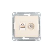 GLOSSA РОЗЕТКА двойная ТВ + компьютерная RJ45, кат. 5Е, БЕЖЕВЫЙ