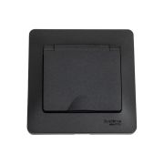 GLOSSA Розетка с заземлением со шторками с крышкой IP20 антрацит в сборе