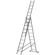 Лестница трехсекционная алюминиевая, 3x10 ступеней, H=285/481/674 см, вес 12.19 кг
