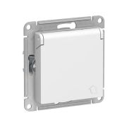 Розетка ATLASDESIGN с заземлением со шторками с крышкой 16А IP20 механизм белый