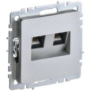 BRITE Розетка компьютерная двойная RJ45 кат.5E РК10-2-БрА алюминий