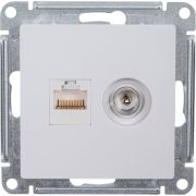 Розетка ATLASDESIGN двойная ТВ + компьютерная RJ45 категория  5Е белый