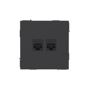 Компьютерная розетка RJ-45 без шторки, кат.6А двойная, KANT, черный уголь