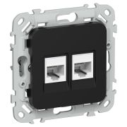 FLITE Розетка 2-местная компьютерная RJ45 категория 5Е UTP РК5е-2-0-ФлЧ черный IEK