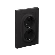 Розетка ATLASDESIGN двойная с заземлением 16А в сборе карбон