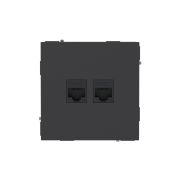Компьютерная розетка RJ-45 без шторки, кат.5е двойная, KANT, черный уголь