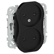 FLITE Розетка 2-местная без заземления с защитными шторками безвинтовое крепление 10А РСш02-1-ФлЧ черный IEK