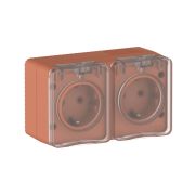 AtlasDesign PROFI IP54 О/У РОЗЕТКА двойная с з/к со шторками 16А, ТЕРРАКОТОВЫЙ