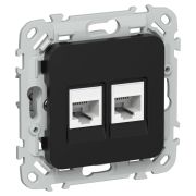 FLITE Розетка 2-местная компьютерная RJ45 категория 6 UTP РК6-2-0-ФлЧ черный IEK