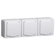 Гермес PLUS Розетка тройная с заземлением наружная белая IP54