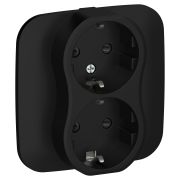 FLITE Розетка 2-местная с заземлением с защитными шторками 16А в сборе РСш12-0-А-ФлЧ черный IEK