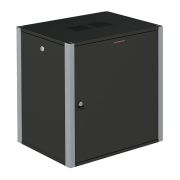 Шкаф телекоммуникационный настенный 19' 12U дверь металл IP20. 600x450x585mm(ШхГхВ) цвет черный(RAL 9004/RAL7000)