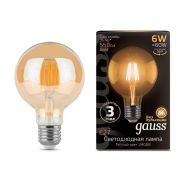 Лампа светодиодная филаментная LED 6 Вт 550 лм 2400К шар G95 теплый E27 AC 220В золотистая колба Black Filament