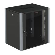 Шкаф телекоммуникационный настенный 19' 12U дверь стекло IP20. 600x450x585mm(ШхГхВ) цвет черный(RAL 9004/RAL7000)