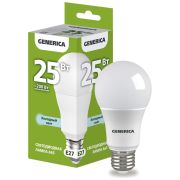 Лампа светодиодная A65 груша 25Вт 230В 6500К E27 GENERICA