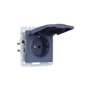 BRITE Розетка с заземлением с защитными шторками и крышкой 16А IP44 РСбш10-3-44-БрМ маренго