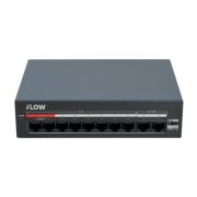 Коммутатор неуправляемый 8x100Мбит/с (RJ45 с PoE) , 2x100Мбит/с (RJ45) 60Вт