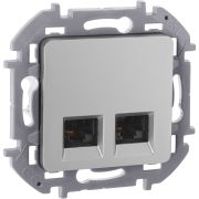 Розетка компьютерная двойная RJ45 категория 5Е UTP алюминий INSPIRIA