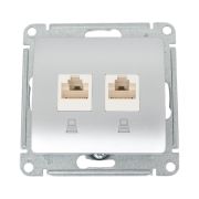 Розетка Glossa двойная компьютерная RJ45 + RJ45 кат.5E механизм алюминий