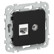 FLITE Розетка 2-местная RJ45/TV категория 5Е UTP РКТВ5е-2-0-ФлЧ черный IEK