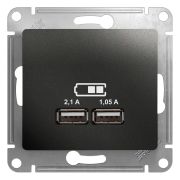 Розетка GLOSSA USB A+A 5В/2100мА 2х5В/1050мА механизм антрацит