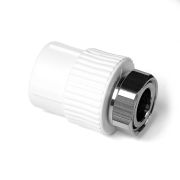 Муфта комбинированная 25x3/4' ВР, накидная гайка, полипропиленовая PPR белая