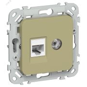 FLITE Розетка 2-местная RJ45/TV категория 5Е UTP РКТВ5е-2-0-ФлО оливковый IEK