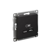 ATLASDESIGN USB РОЗЕТКА тип-C 65W высокоскор.заряд. QC, PD, механизм, КАРБОН