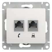 GLOSSA Розетка телефон/компьютер RJ11+RJ45 категория 5е в рамку белая
