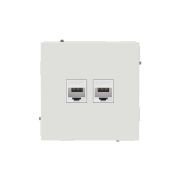Компьютерная розетка RJ-45 без шторки, кат.6А двойная, KANT, белый песок