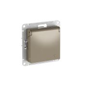 ATLASDESIGN РОЗЕТКА с заземл. со шторк. с крышкой,16А,IP20,мех., быстрозажимные клеммы, ШАМПАНЬ