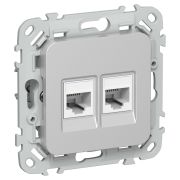 FLITE Розетка 2-местная компьютерная RJ45 категория 5Е UTP РК5е-2-0-ФлА алюминий IEK