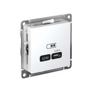 ATLASDESIGN USB РОЗЕТКА тип-C 65W высокоскор.заряд. QC, PD, механизм, БЕЛЫЙ