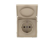 Розетка силовая, 2P+E, с з/ш, с крышкой, IP44, KANT, ванильный марципан