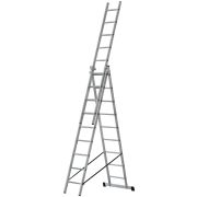 Лестница трехсекционная алюминиевая, 3x9 ступеней, H=257/426/591 см, вес 11.18 кг