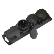 Розетка тройная переносная каучук с защитными крышками 2P+E 1х16А IP44