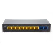 Коммутатор неуправляемый 8x100Мбит/с (RJ45 с PoE+), 2x100Мбит/с (RJ45) 96Вт