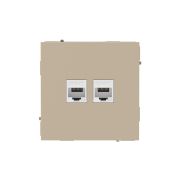 Компьютерная розетка RJ-45 без шторки, кат.6А двойная, KANT, ванильный марципан