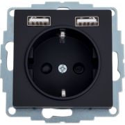 Розетка ATLASDESIGN 16А+USB  A+A, механизм, КАРБОН