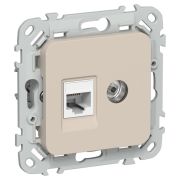 FLITE Розетка 2-местная RJ45/TV категория 5Е UTP РКТВ5е-2-0-ФлЛ льняной IEK